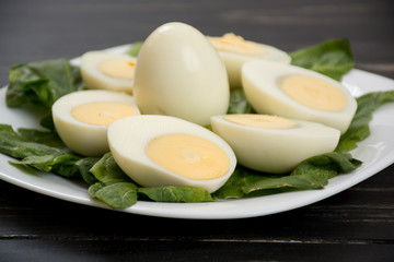 Plate of boiled eggs