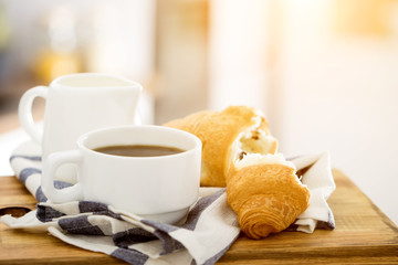 Coffee on a table. Morning coffee.