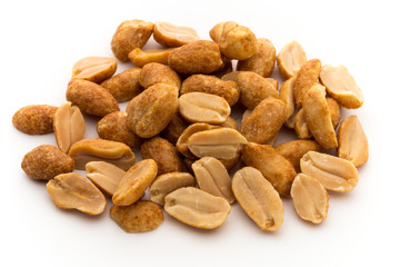Peeled peanuts on the isolated background.