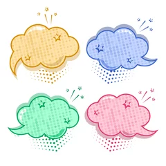 Meubelstickers Colorful set dialog box, banner set. Colored empty cloud with dots and stars.Comic sound effects in pop art style. Vector illustration. © Sylfida