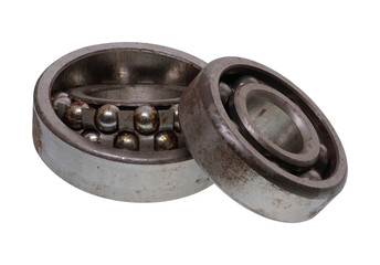 Ball bearings on a white background