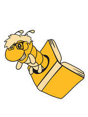 buch loch nerd geek hornbrille schlau intelligent freak bücherwurm lesen brille raupe schnecke kriechen schlange süß niedlich comic cartoon