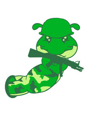 boden loch essen lecker soldat krieg kämpfen schießen tarnmuster helm frieden armee army general maschinengewehr schießen waffe schnecke kriechen raupe schlange süß niedlich comic cartoon