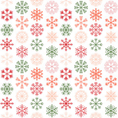 Seamless vector pattern with red, pink and green snowflakes for Christmas and winter holiday product designs, backgrounds and wrapping paper - 179350937