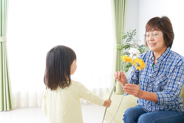 Child giving flower