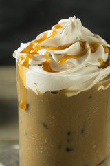 Sweet Homemade Caramel Iced Latte Coffee