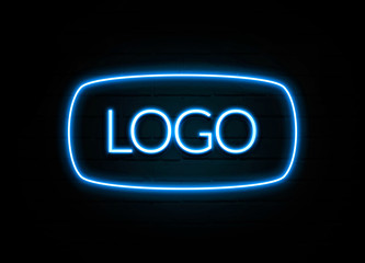 Logo  - colorful Neon Sign on brickwall