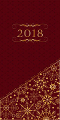 Happy New Year poster  with ornaments  on red background. Vector.