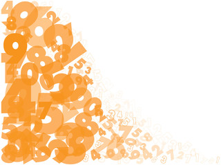 Abstract background with of numbers 0-9 Yellow-orange.on white background with copy space for add text message, Vector illustration