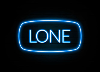 Lone  - colorful Neon Sign on brickwall