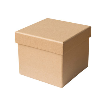 Close carton cardboard paper box brown color isolated on white background, Clipping path included