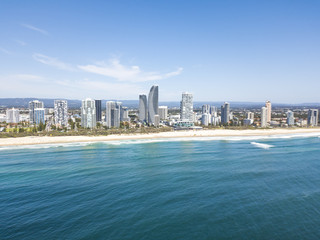 An aerial view of the Broadbeach skyline on Queensland's Gold Coast