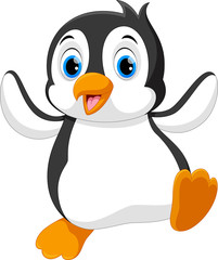 Fototapeta premium Ilustracja wektorowa cute baby pingwina kreskówka na białym tle