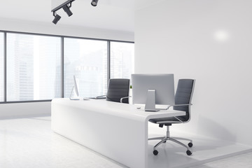 White wall open space office interior side