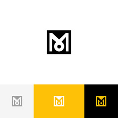 M vector monogram. Logo, icon, symbol, sign from letters m. Flat logotype design with yellow color for company or brand.