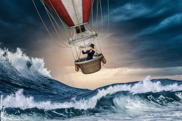 Air balloon in storm