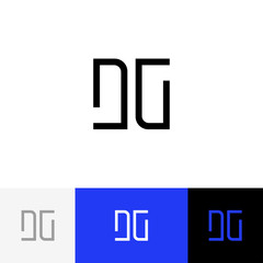 DG vector monogram. Logo, icon, symbol, sign from letters d and g. Flat logotype design with blue color for company or brand.