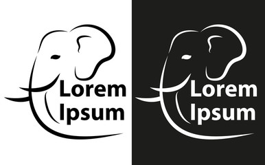Elephant element logo, curves line style, sketch. Isolated on white background. Vector illustration