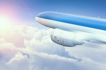 Naklejka na ściany i meble Airliner in sky. Mixed media