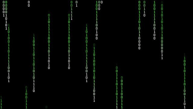 Binary Matrix Rain. A Matrix style, futuristic and modern technology display screen saver of raining 1s and 0s binary code for computer monitors.