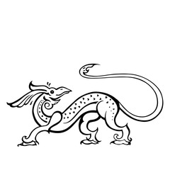 Dragon. Traditional Vector illustration. Ethnic tattoo style