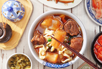 Braised beef noodles - a popular food in Taiwan           