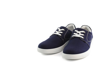 sneakers blue shoes isolated on white background with Clipping Path