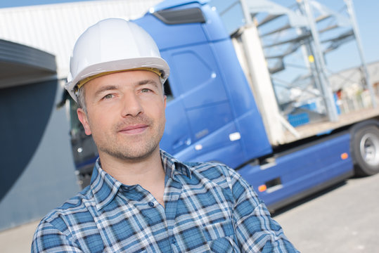 construction worker with truck