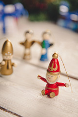 Colorful toys on Christmas background