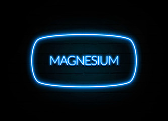 Magnesium  - colorful Neon Sign on brickwall