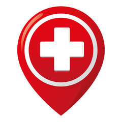 Icon representing health location, hospital or pharmacy. Ideal for medical and institutional materials