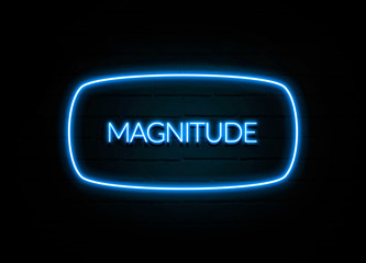 Magnitude  - colorful Neon Sign on brickwall