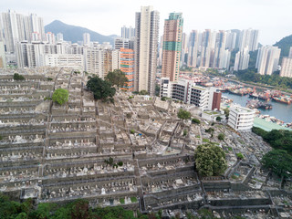 Aerial view of chinese cemetery