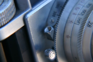 Old Rangefinder Camera Detail Blue Tint