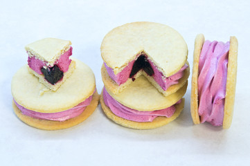 Homemade whoopie pies over white