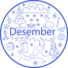 Fototapeta na wymiar the month of December. holiday dates