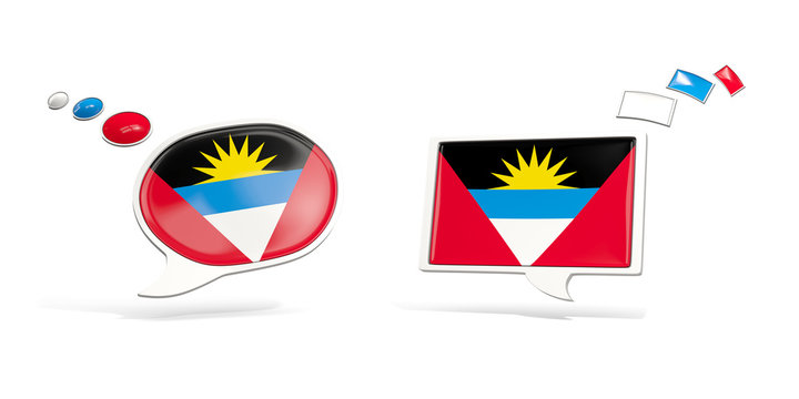 Two chat icons with flag of antigua and barbuda