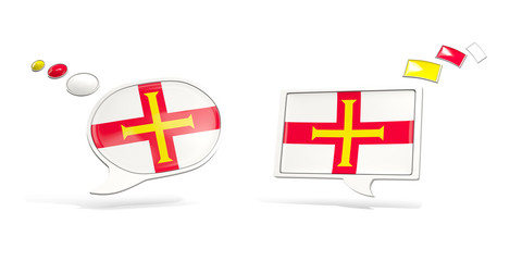 Two chat icons with flag of guernsey