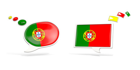 Fototapeta premium Two chat icons with flag of portugal