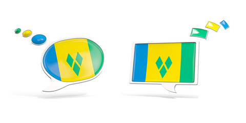 Two chat icons with flag of saint vincent and the grenadines