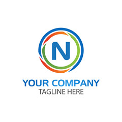 Creative Letter N in circle