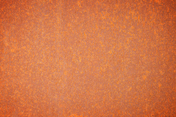 Close-up of a rusty old sheet metal plate background texture with vignetting.
