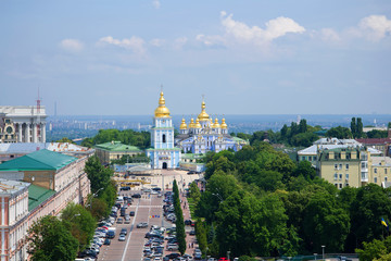 View of the St. Michael's Golden-Domed Monastery on a sunny June day. Kiev