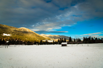 sunset after the first snowfall