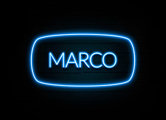 Marco  - colorful Neon Sign on brickwall