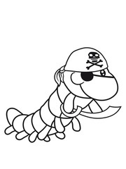 matrose tuch seeräuber pirat böse räuber meer schiff hut kapitän säbel schwert boot verkleidung halloween raupe schnecke kriechen schlange süß niedlich comic cartoon