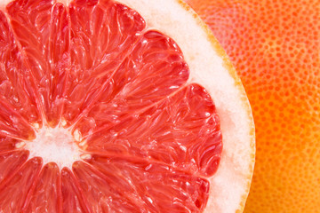 Top view of a half of fresh citrus grapefruit