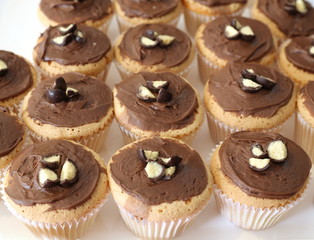 Cute cupcakes with chocolate topping