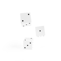 White dice on white background