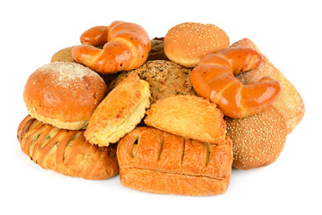 bread and bakery product isolated on white background